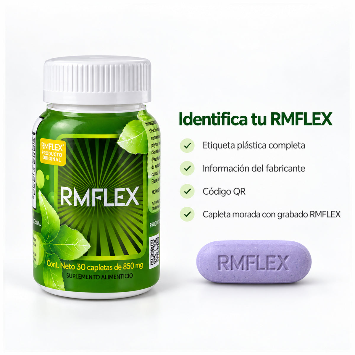 Elementos para identificar el producto RMFLEX y su presentación