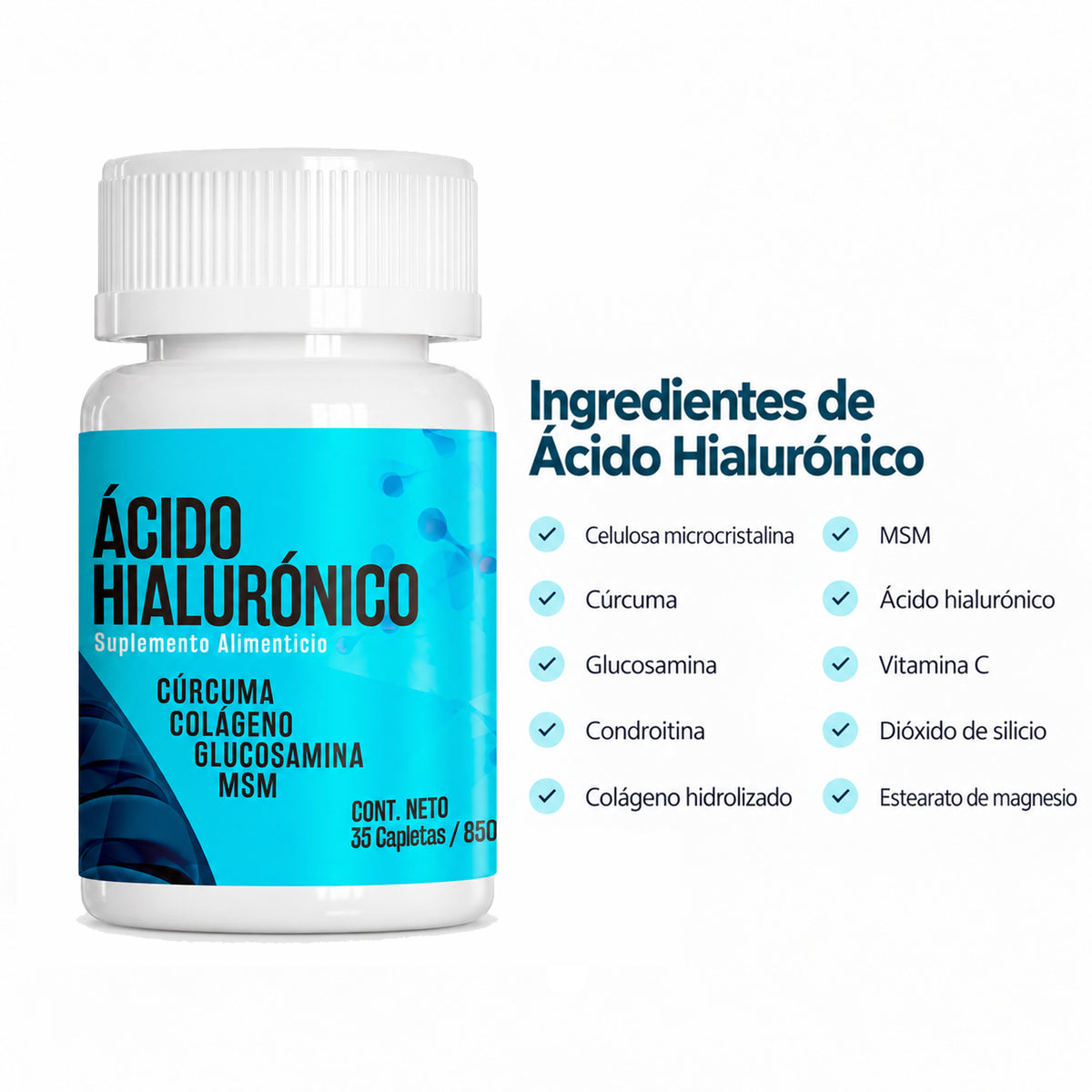 Ingredientes de SHANOVA suplemento alimenticio de ácido hialurónico