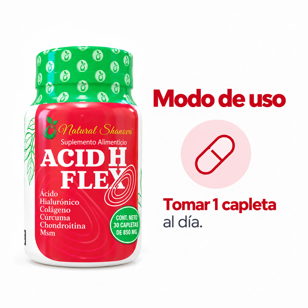 Modo de uso indicado para ACIDHFLEX suplemento alimenticio