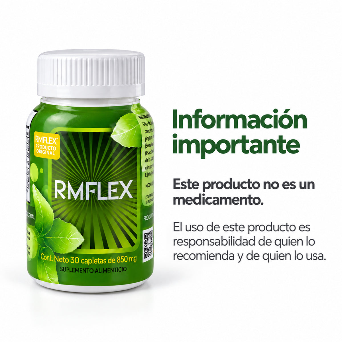 Información importante y advertencia de RMFLEX suplemento alimenticio
