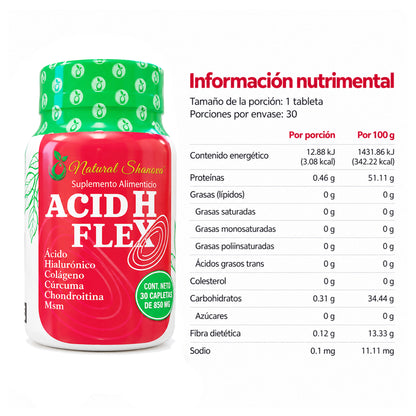 Información nutrimental de ACIDHFLEX por capleta