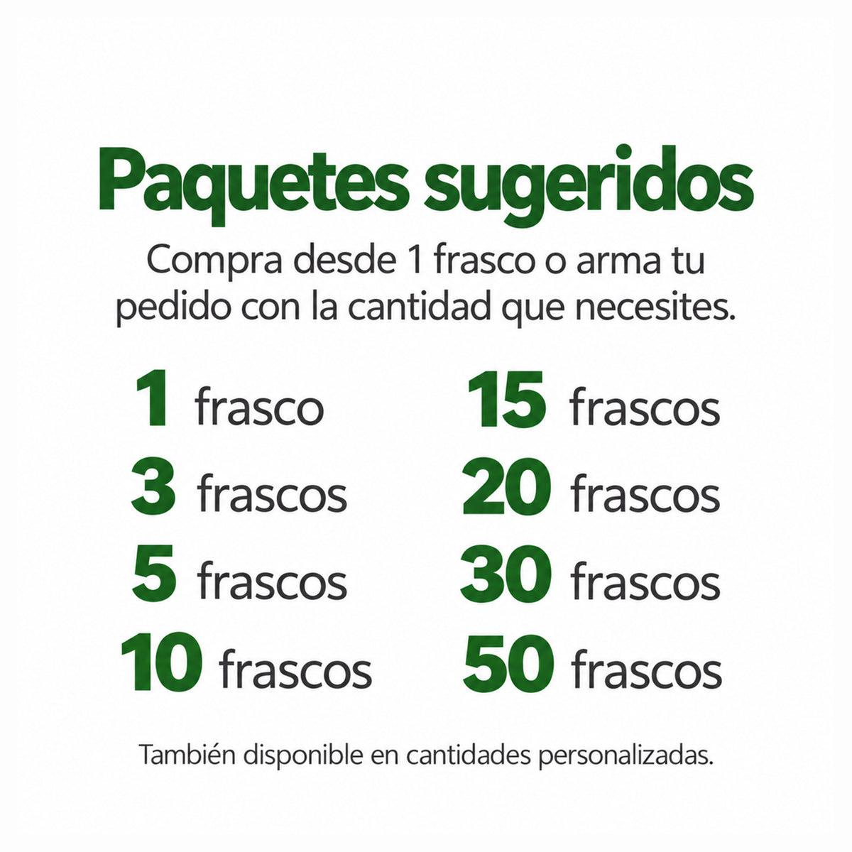 Paquetes y cantidades disponibles de RMFLEX